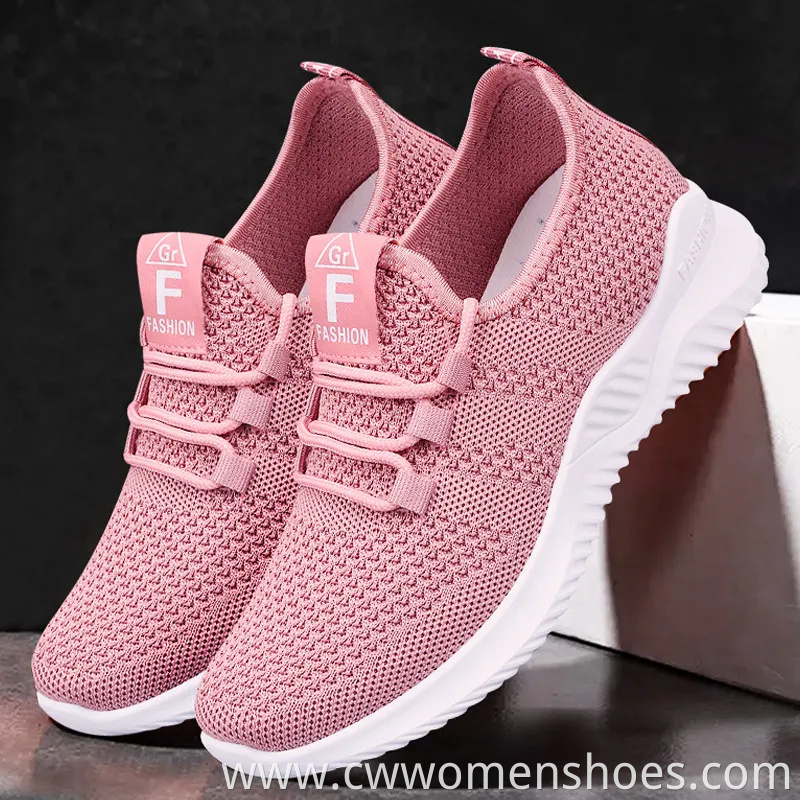 Wholesale Women's Running Shoes Fashion Slip on Walking Tennis Sneakers Lightweight Breathable Mesh Casual Sports Shoes